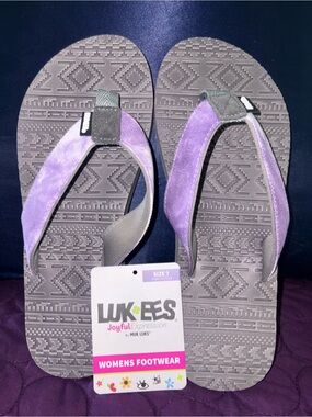 Muk Luks Lukees Gray & Lavender Women's Sandals